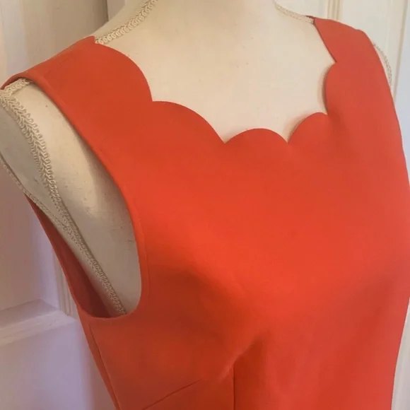 J. Crew Scalloped Edge Red Dress - Picture 4 of 7